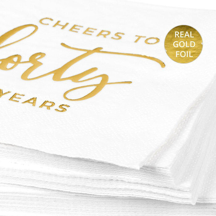 Cheers to Forty Funny Cocktail Napkins-Set of 50-Andaz Press-