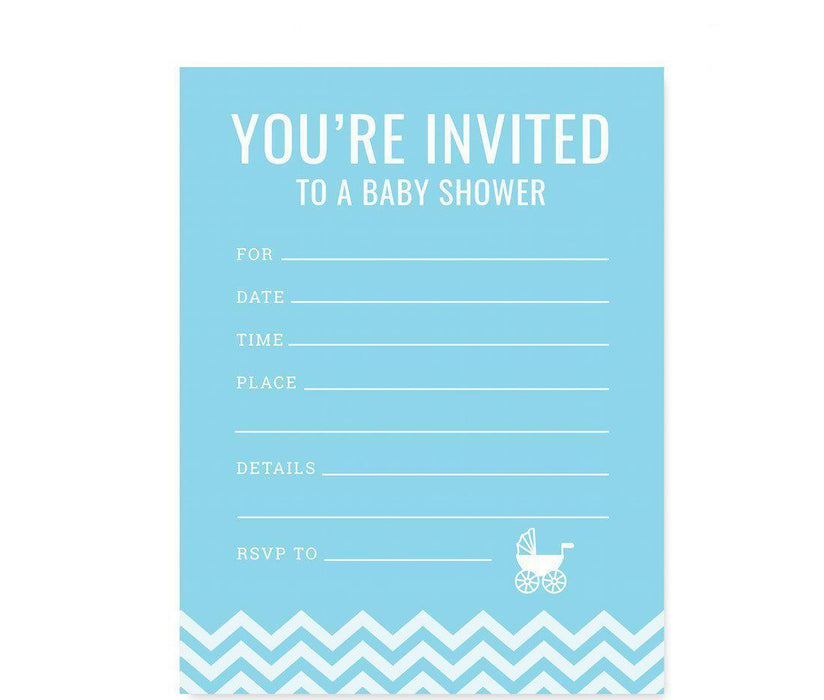 Chevron Baby Shower Blank Invitations-Set of 20-Andaz Press-Bubblegum Pink-