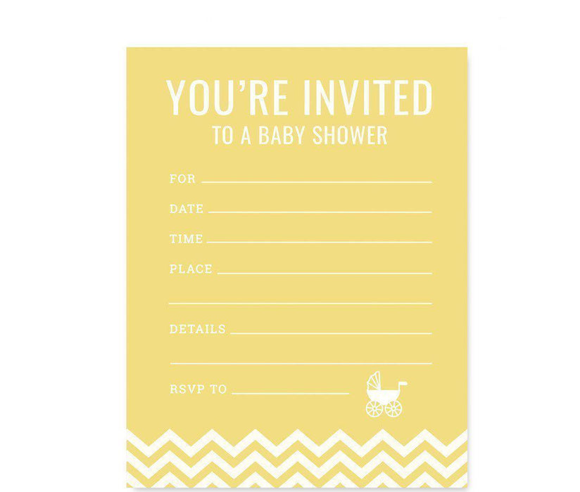 Chevron Baby Shower Blank Invitations-Set of 20-Andaz Press-Yellow-