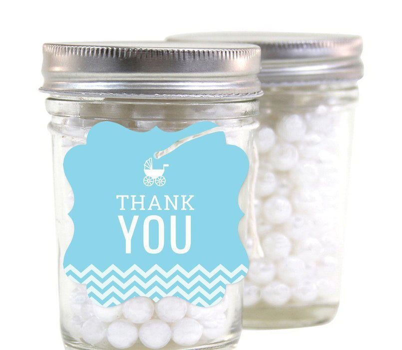 Chevron Baby Shower Fancy Frame Gift Tags-Set of 24-Andaz Press-Baby Blue-