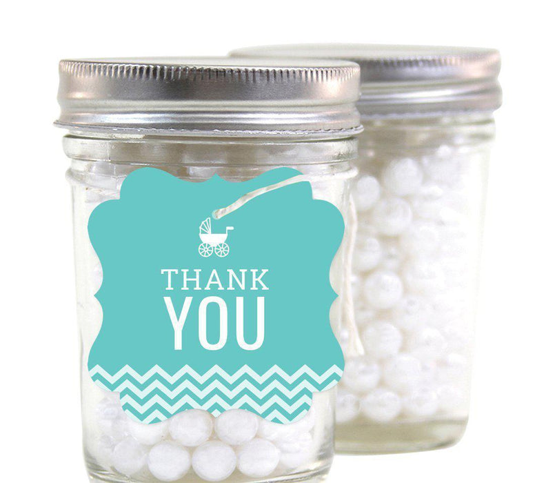 Chevron Baby Shower Fancy Frame Gift Tags-Set of 24-Andaz Press-Diamond Blue-