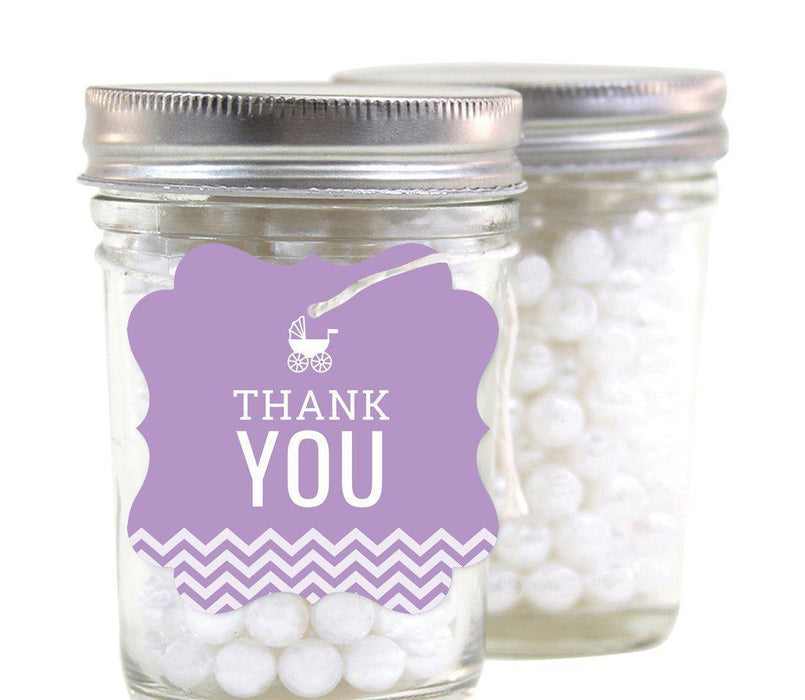 Chevron Baby Shower Fancy Frame Gift Tags-Set of 24-Andaz Press-Lavender-