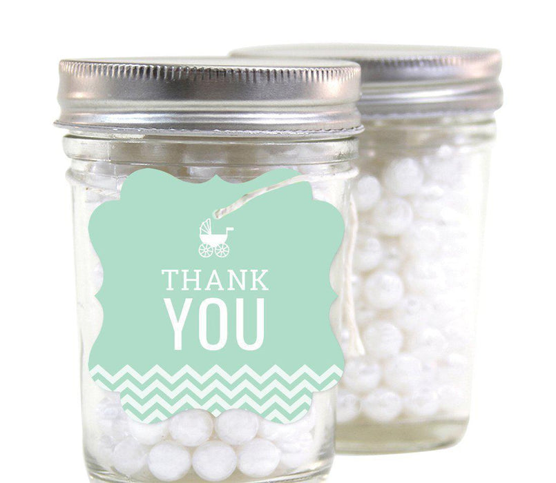 Chevron Baby Shower Fancy Frame Gift Tags-Set of 24-Andaz Press-Mint Green-