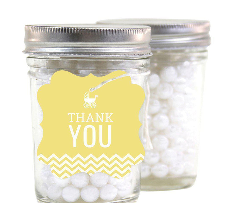 Chevron Baby Shower Fancy Frame Gift Tags-Set of 24-Andaz Press-Yellow-