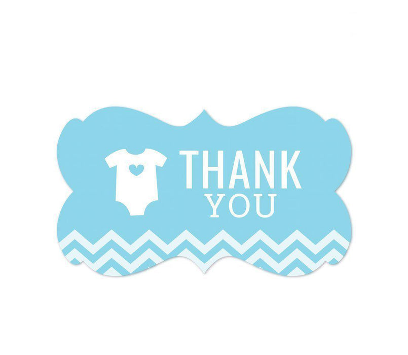 Chevron Baby Shower Fancy Frame Label Stickers, Thank You-Set of 36-Andaz Press-Bubblegum Pink-