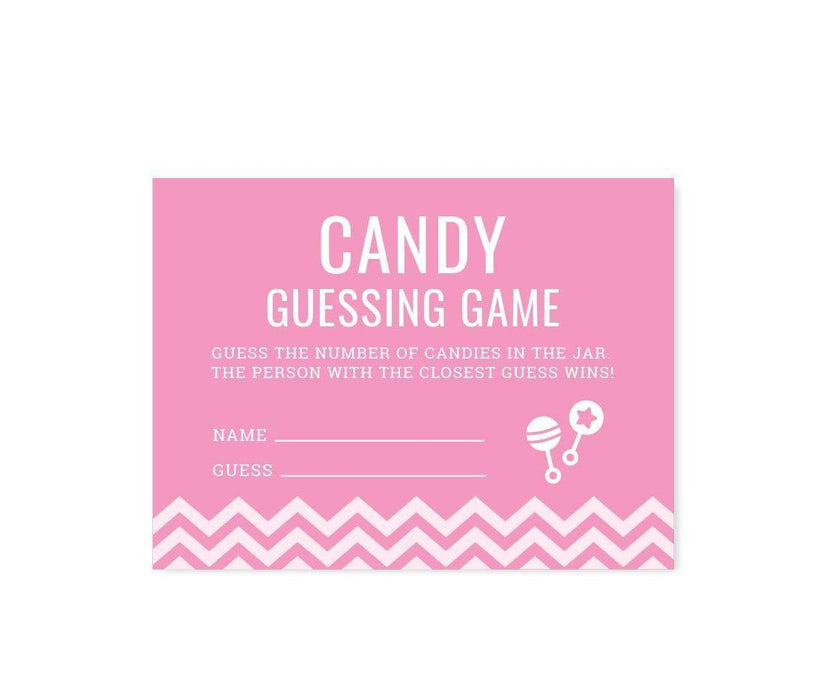 Chevron Baby Shower Games & Fun Activities-Set of 30-Andaz Press-Bubblegum Pink-Candy Guessing Game Cards-
