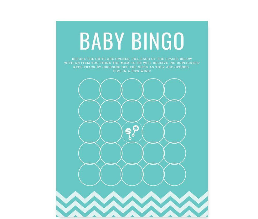 Chevron Baby Shower Games & Fun Activities-Set of 30-Andaz Press-Diamond Blue-Baby Bingo Game-