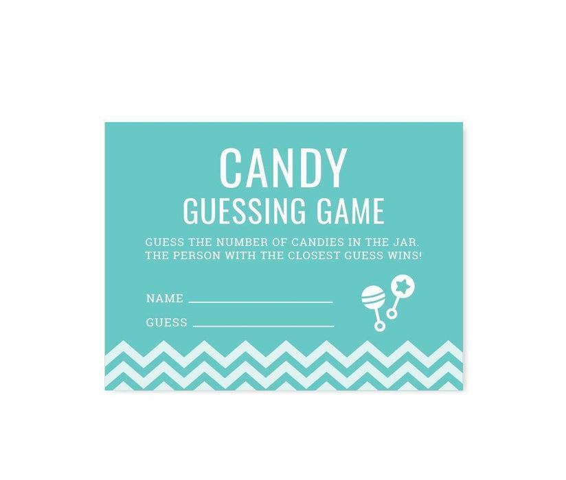 Chevron Baby Shower Games & Fun Activities-Set of 30-Andaz Press-Diamond Blue-Candy Guessing Game Cards-
