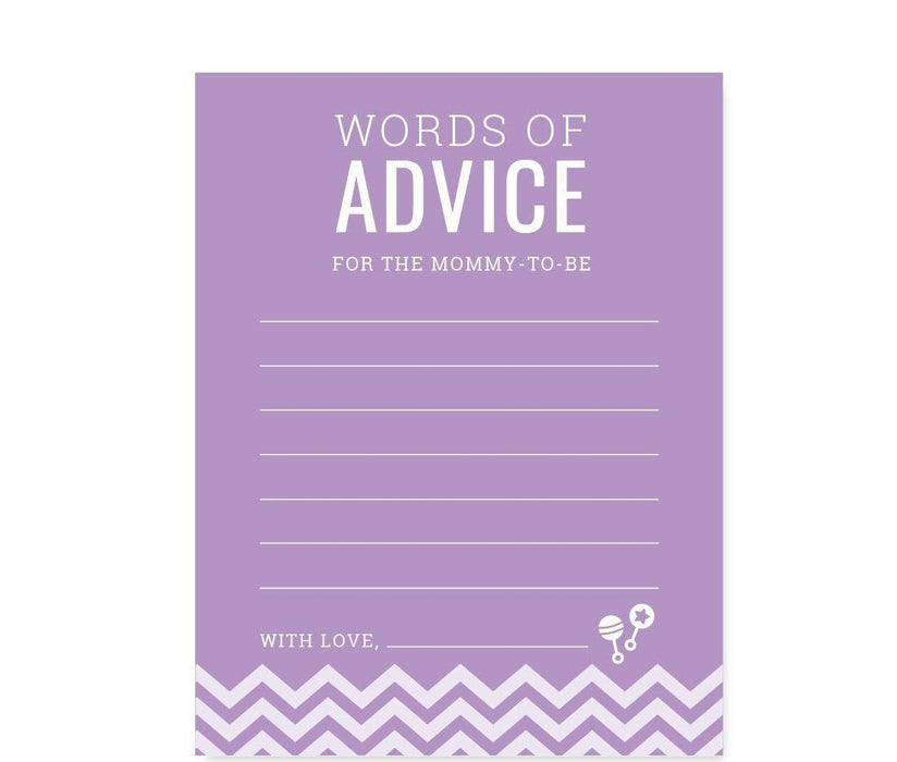 Chevron Baby Shower Games & Fun Activities-Set of 30-Andaz Press-Lavender-Advice for Mom & Dad-