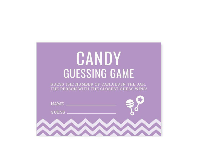 Chevron Baby Shower Games & Fun Activities-Set of 30-Andaz Press-Lavender-Candy Guessing Game Cards-