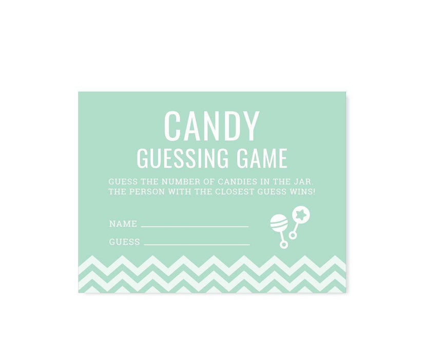 Chevron Baby Shower Games & Fun Activities-Set of 30-Andaz Press-Mint Green-Candy Guessing Game Cards-