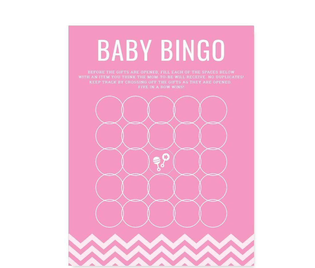 Chevron Baby Shower Games & Fun Activities-Set of 30-Andaz Press-Bubblegum Pink-Scratch Off Game Cards-