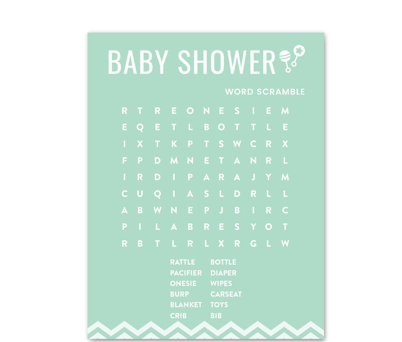 Chevron Baby Shower Games & Fun Activities, Word Search Game Cards-Set of 20-Andaz Press-Cherry Blossom Pink-