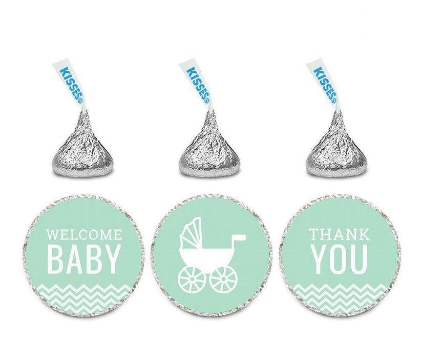 Chevron Baby Shower Hershey's Kisses Stickers-Set of 216-Andaz Press-Bubblegum Pink-Thank You-