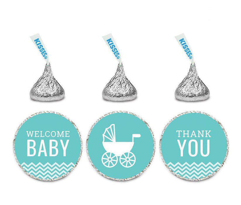 Chevron Baby Shower Hershey's Kisses Stickers-Set of 216-Andaz Press-Bubblegum Pink-Thank You-