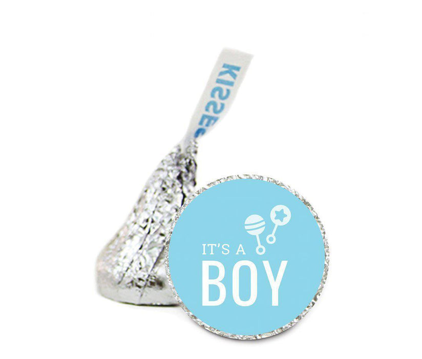 Chevron Baby Shower Hershey's Kisses Stickers-Set of 216-Andaz Press-Baby Blue-It's A Boy-