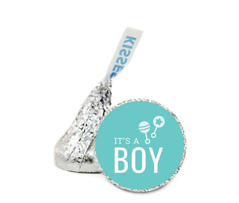 Chevron Baby Shower Hershey's Kisses Stickers-Set of 216-Andaz Press-Diamond Blue-It's A Boy-