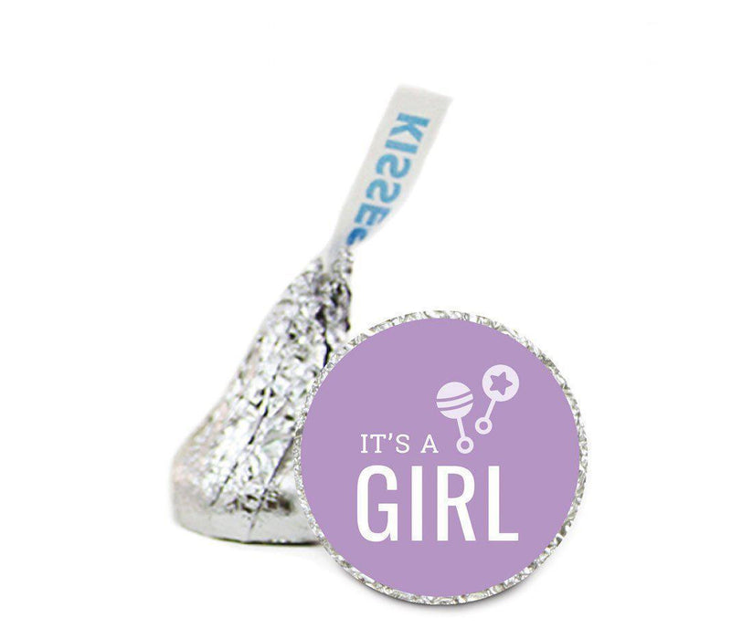 Chevron Baby Shower Hershey's Kisses Stickers-Set of 216-Andaz Press-Lavender-It's A Girl-