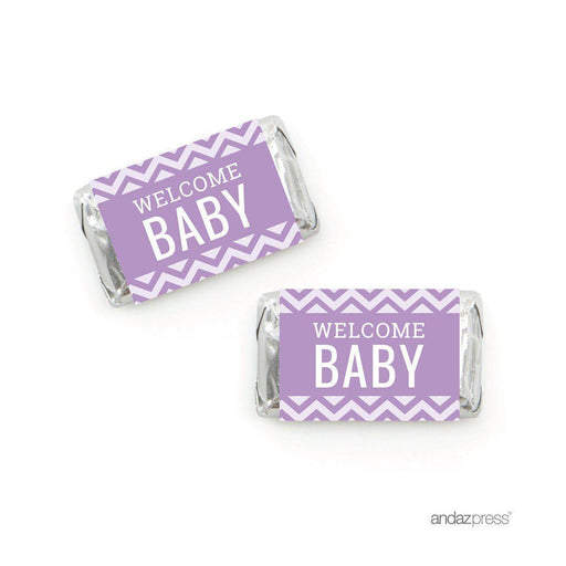 Chevron Baby Shower Hershey's Miniatures Mini Candy Bar Wrappers-Set of 36-Andaz Press-Bubblegum Pink-