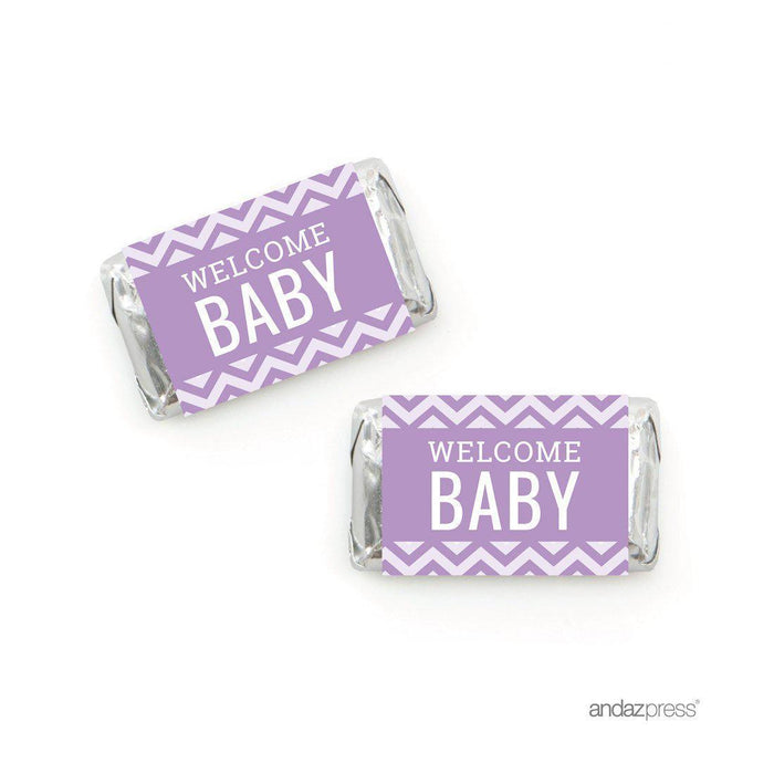Chevron Baby Shower Hershey's Miniatures Mini Candy Bar Wrappers-Set of 36-Andaz Press-Bubblegum Pink-