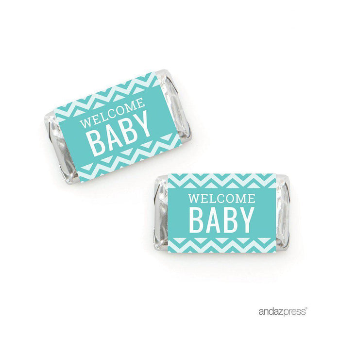 Chevron Baby Shower Hershey's Miniatures Mini Candy Bar Wrappers-Set of 36-Andaz Press-Bubblegum Pink-