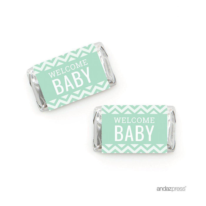 Chevron Baby Shower Hershey's Miniatures Mini Candy Bar Wrappers-Set of 36-Andaz Press-Bubblegum Pink-