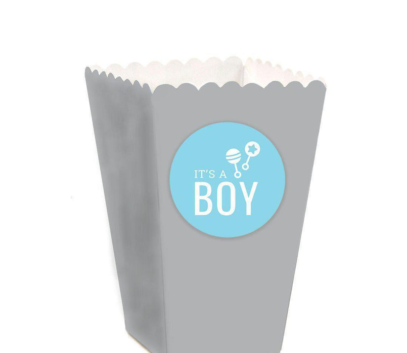 Chevron Baby Shower Popcorn Box DIY Party Favors Kit-Set of 24-Andaz Press-Baby Blue-