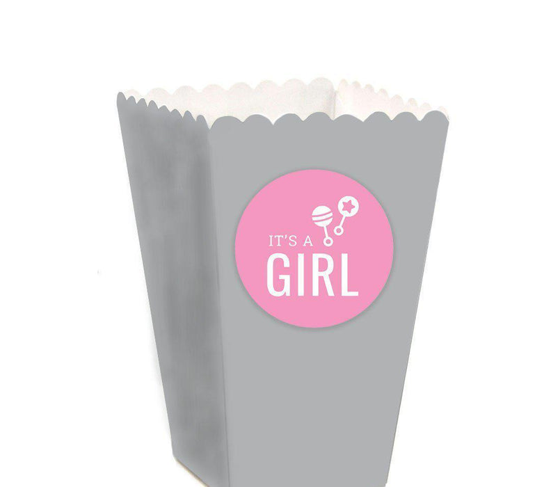 Chevron Baby Shower Popcorn Box DIY Party Favors Kit-Set of 24-Andaz Press-Bubblegum Pink-