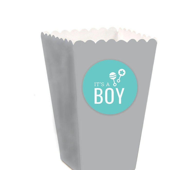 Chevron Baby Shower Popcorn Box DIY Party Favors Kit-Set of 24-Andaz Press-Diamond Blue-