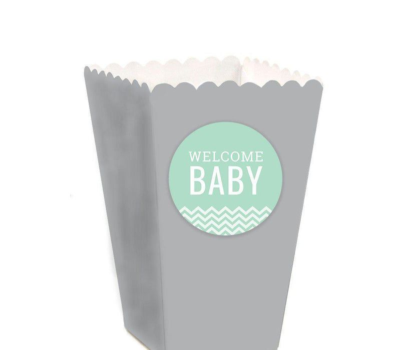 Chevron Baby Shower Popcorn Box DIY Party Favors Kit-Set of 24-Andaz Press-Mint Green-