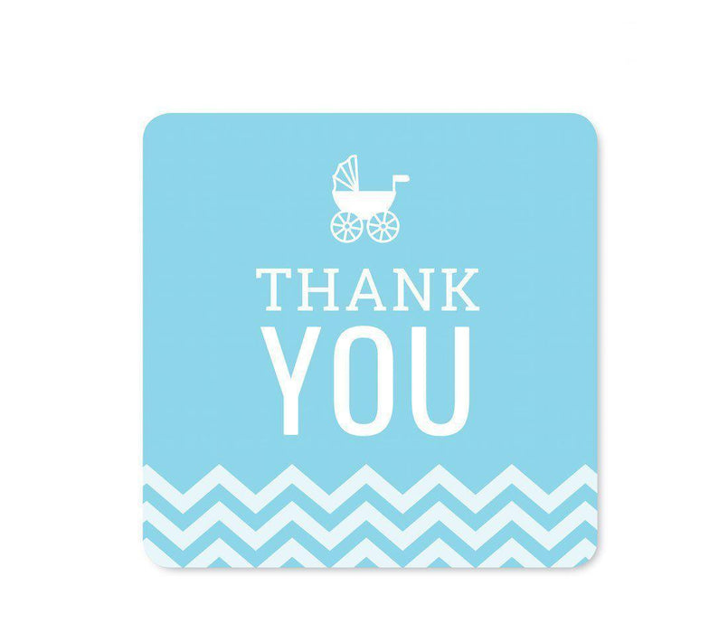 Chevron Baby Shower Square Label Stickers, Thank You-Set of 40-Andaz Press-Bubblegum Pink-