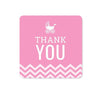 Chevron Baby Shower Square Label Stickers, Thank You-Set of 40-Andaz Press-Bubblegum Pink-