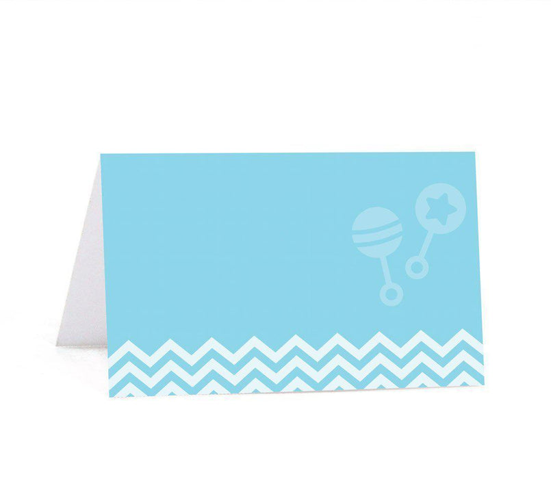 Chevron Baby Shower Table Tent Printable Place Cards-Set of 20-Andaz Press-Baby Blue-