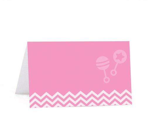 Chevron Baby Shower Table Tent Printable Place Cards-Set of 20-Andaz Press-Bubblegum Pink-