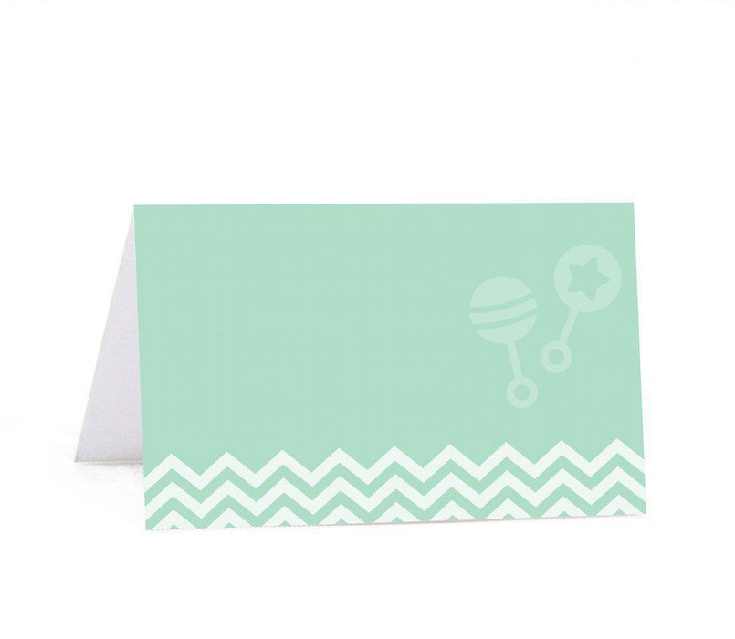 Chevron Baby Shower Table Tent Printable Place Cards-Set of 20-Andaz Press-Mint Green-