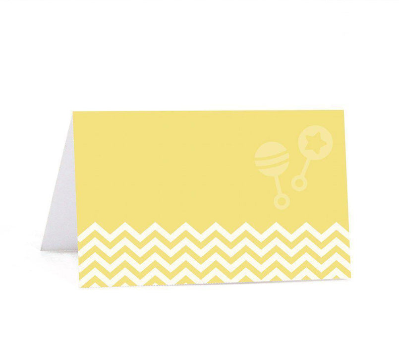 Chevron Baby Shower Table Tent Printable Place Cards-Set of 20-Andaz Press-Yellow-