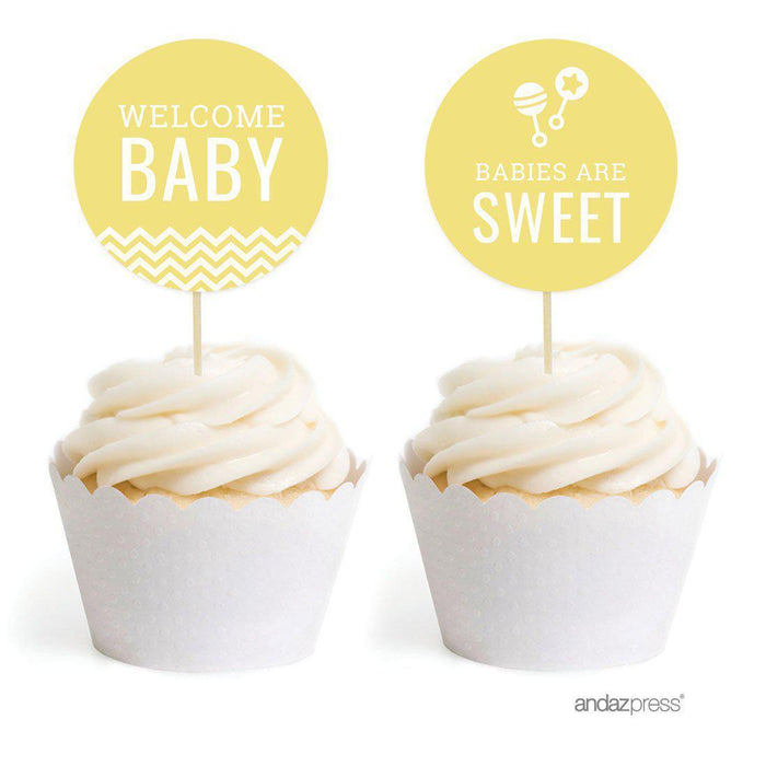 Chevron Cupcake Topper DIY Party Favors Kit-Set of 20-Andaz Press-Bubblegum Pink-