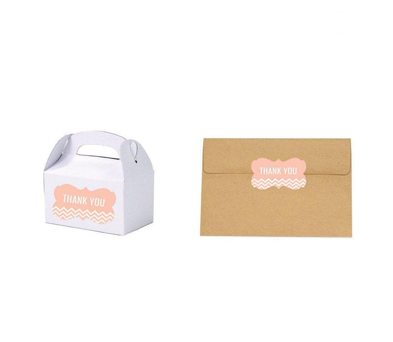 Chevron Fancy Frame Gift Labels, Thank You-Set of 36-Andaz Press-Vintage Ivory-