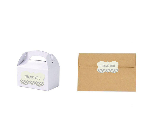 Chevron Fancy Frame Gift Labels, Thank You-Set of 36-Andaz Press-Vintage Ivory-