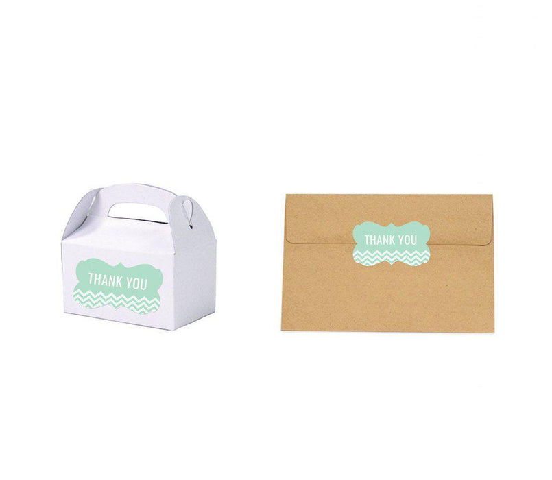 Chevron Fancy Frame Gift Labels, Thank You-Set of 36-Andaz Press-Vintage Ivory-