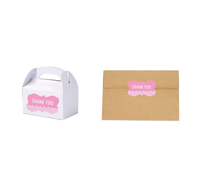 Chevron Fancy Frame Gift Labels, Thank You-Set of 36-Andaz Press-Bubblegum Pink-