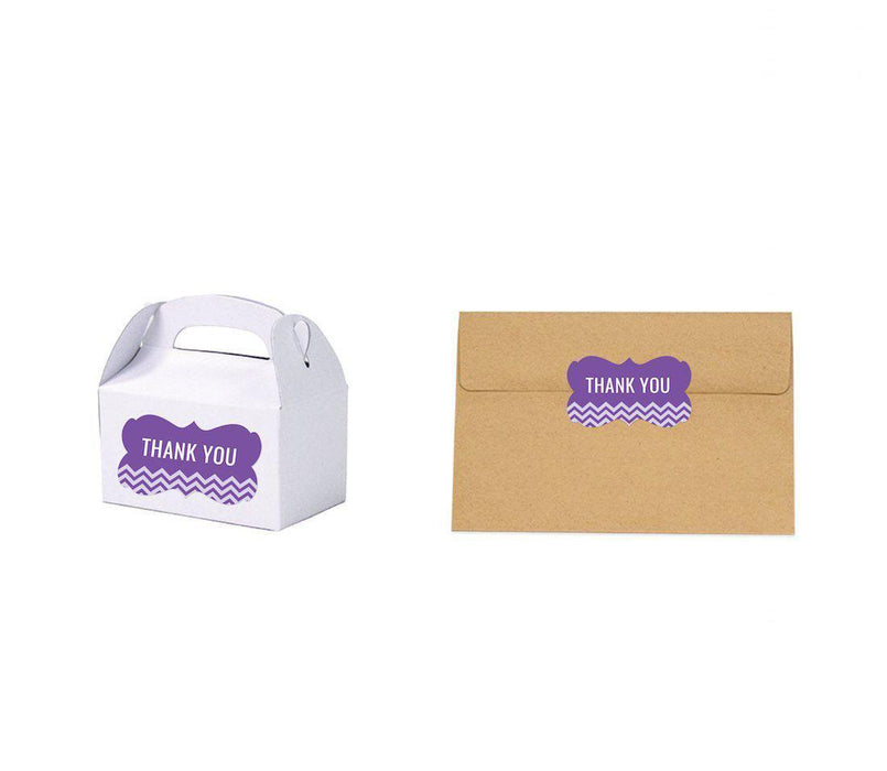 Chevron Fancy Frame Gift Labels, Thank You-Set of 36-Andaz Press-Royal Purple-