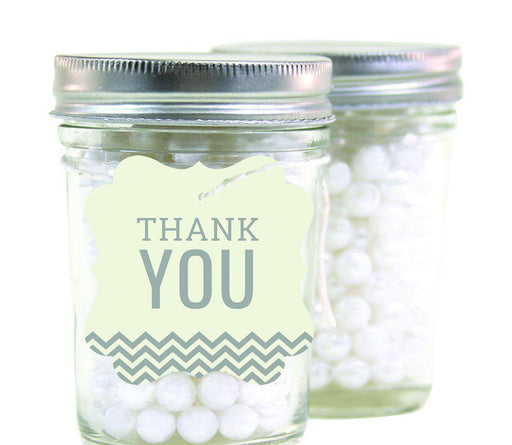 Chevron Fancy Frame Square Gift Tags, Thank You-Set of 24-Andaz Press-Vintage Ivory-