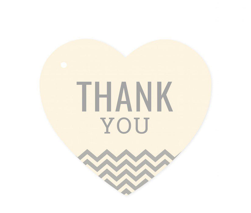 Chevron Heart Gift Tags, Thank You-Set of 30-Andaz Press-Vintage Ivory-