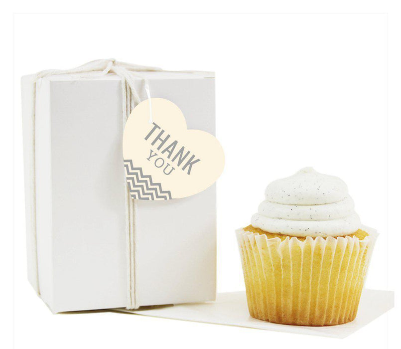 Chevron Heart Gift Tags, Thank You-Set of 30-Andaz Press-Vintage Ivory-