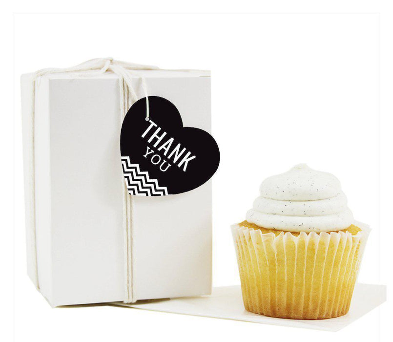 Chevron Heart Gift Tags, Thank You-Set of 30-Andaz Press-Vintage Ivory-