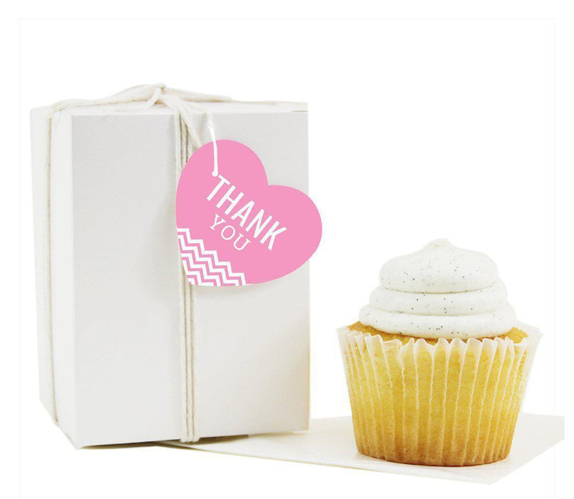 Chevron Heart Gift Tags, Thank You-Set of 30-Andaz Press-Bubblegum Pink-