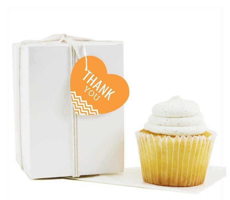 Chevron Heart Gift Tags, Thank You-Set of 30-Andaz Press-Orange-