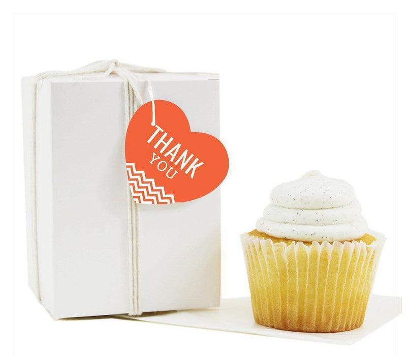 Chevron Heart Gift Tags, Thank You-Set of 30-Andaz Press-Tangerine Orange-