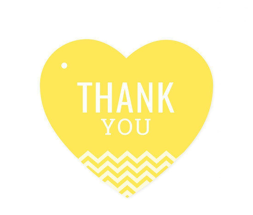 Chevron Heart Gift Tags, Thank You-Set of 30-Andaz Press-Yellow-